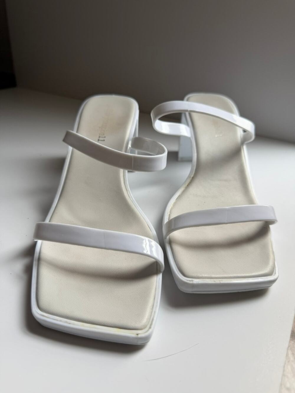 Jeffrey Campbell White Square-Toe Strappy Heels — Size 8